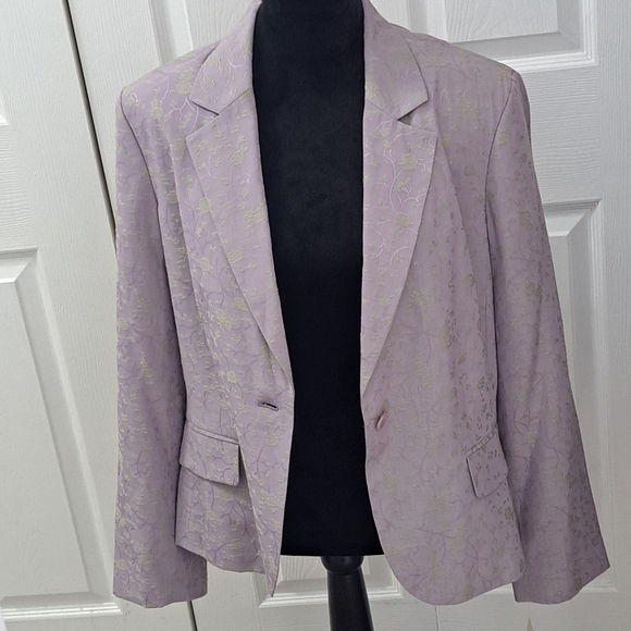 NWT Rena Rowan Floral Lavender & Green Embossed Jacket Size 16 - Picture 5 of 11